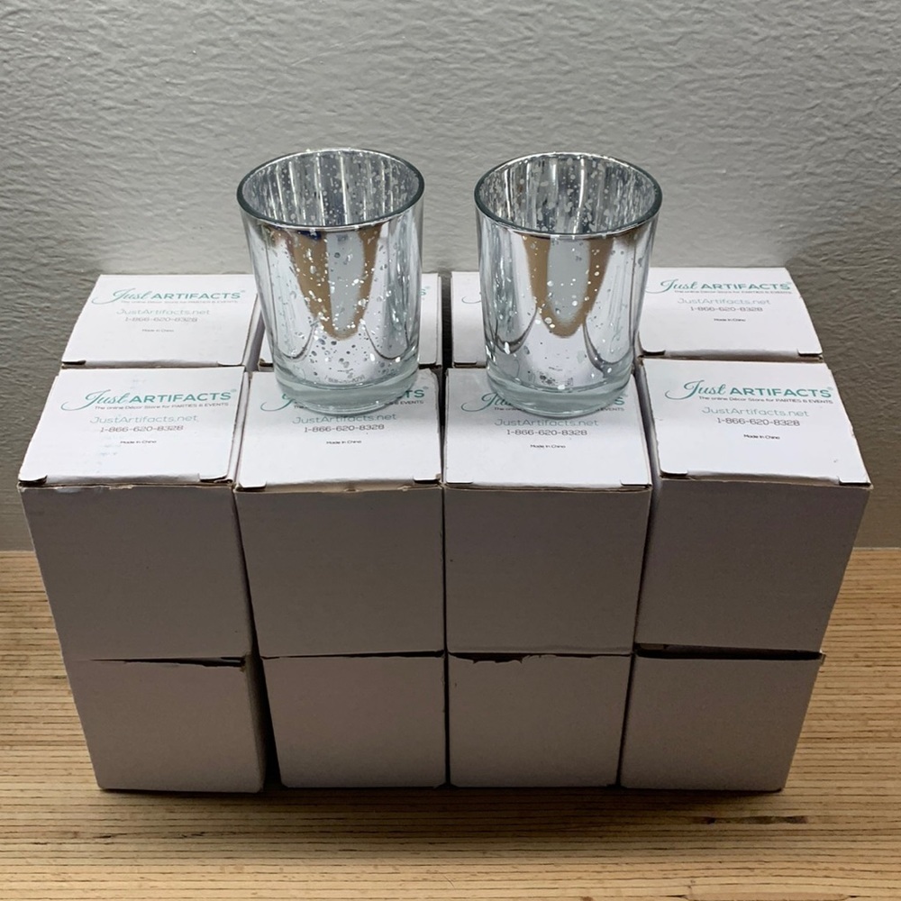 12 Mercury Glass Candle Votives  2.75 inch - Picture 5 of 7